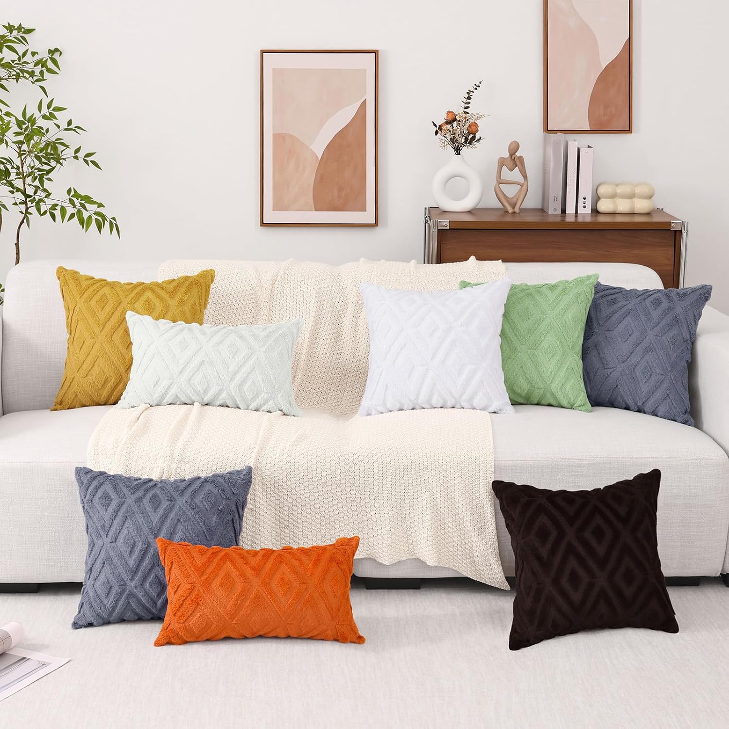 Cream Faux-Fur Pillow Covers