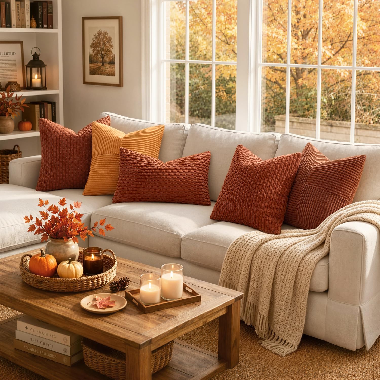 Rust Corduroy Fall Pillow Covers