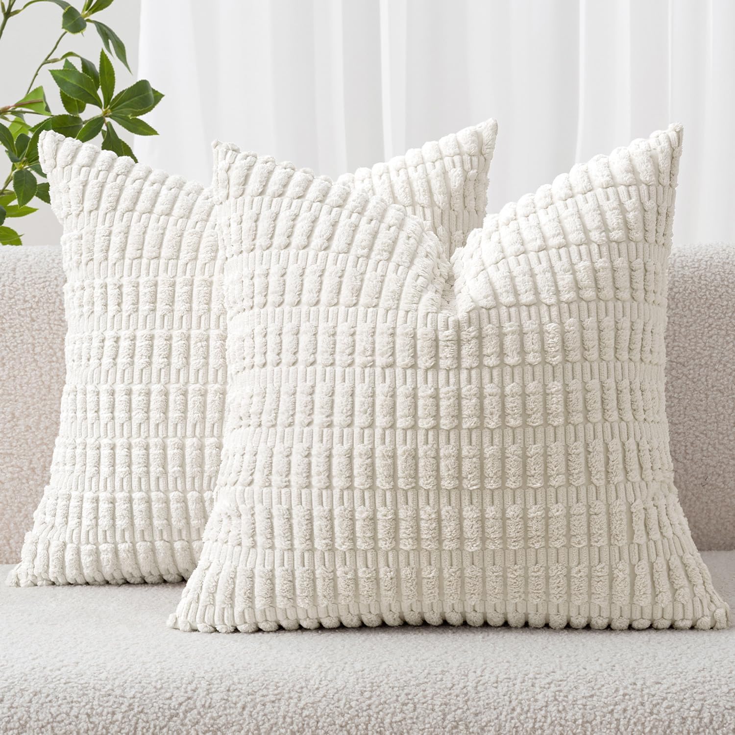Pure White Corduroy Pillow Covers
