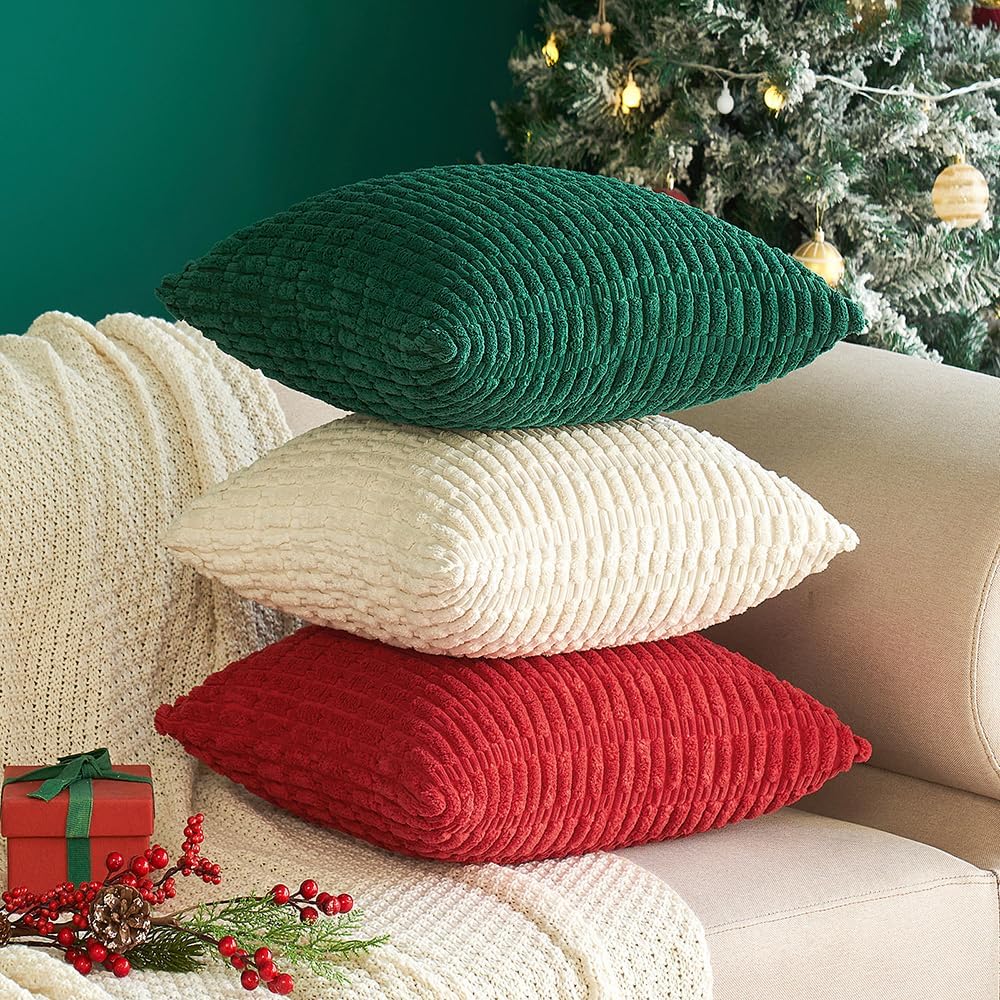 Dark Green Corduroy Pillow Covers