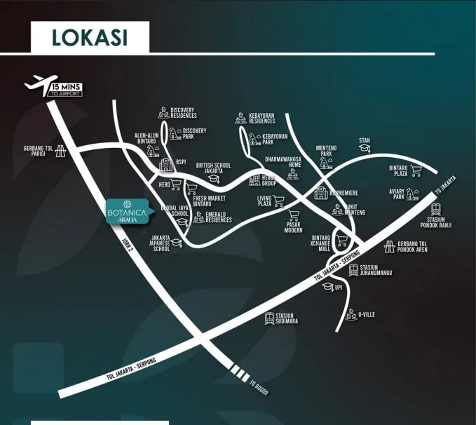 Denah rumah bintaro dan kavling bintaro di Botanica Aralia