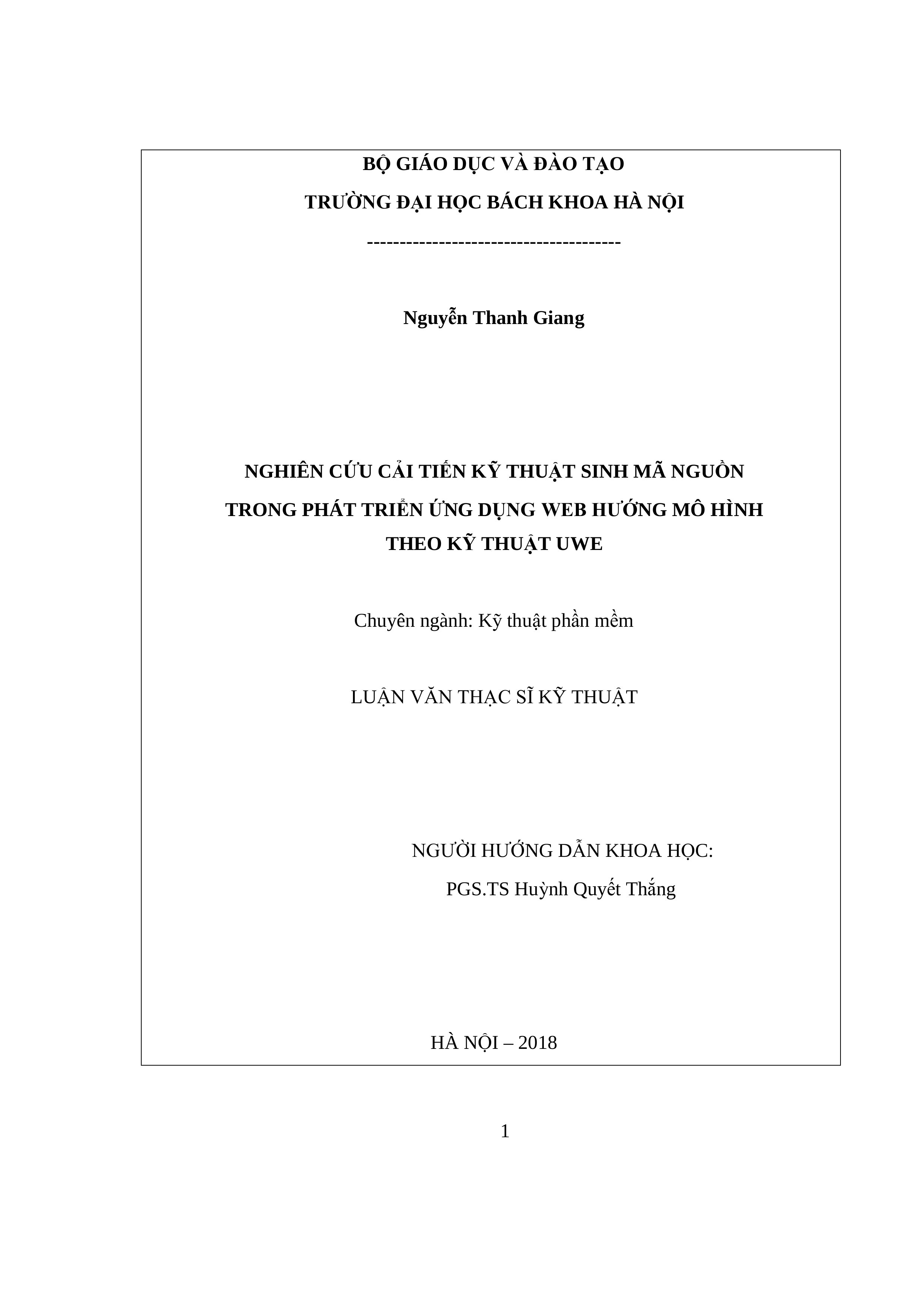 Nghiên cứu cải tiến kỹ thuật sinh mã nguồn trong phát triển ứng dụng web hướng mô hình theo kỹ thuật UWE
