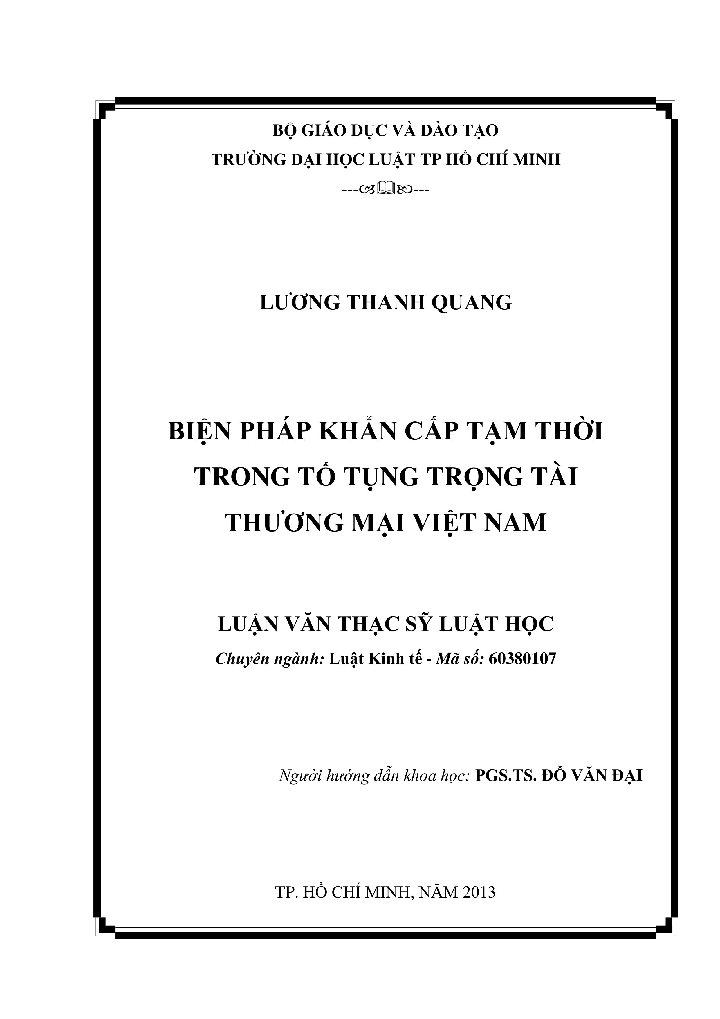 Biện pháp khẩn cấp tạm thời trong tố tụng trọng tài thương mại Việt Nam