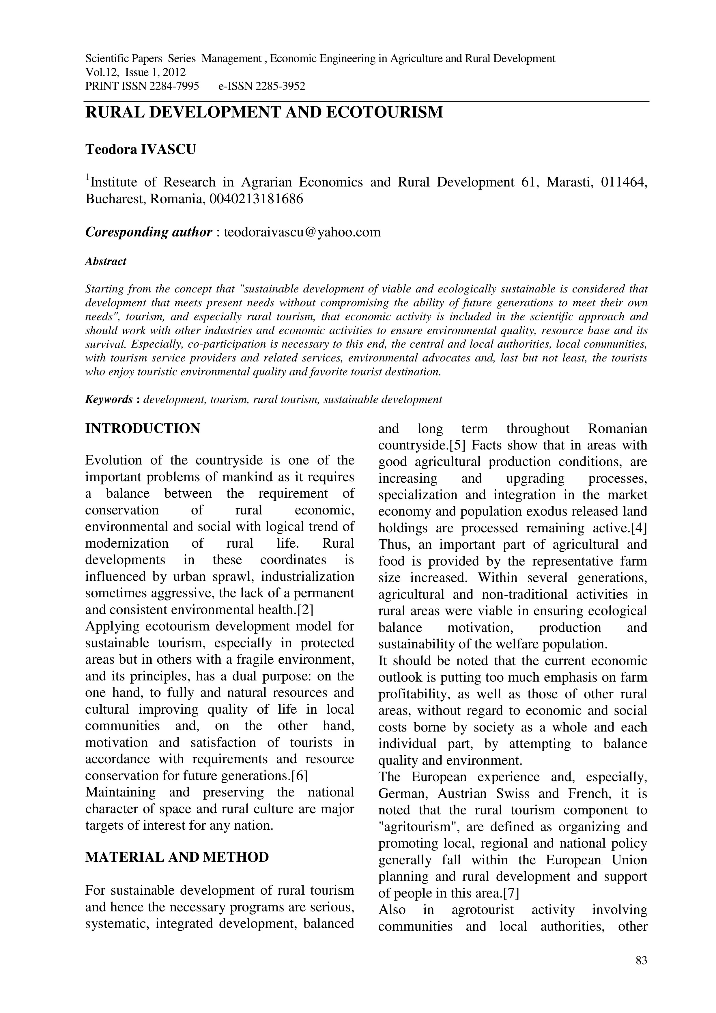 Rural development and ecotourism