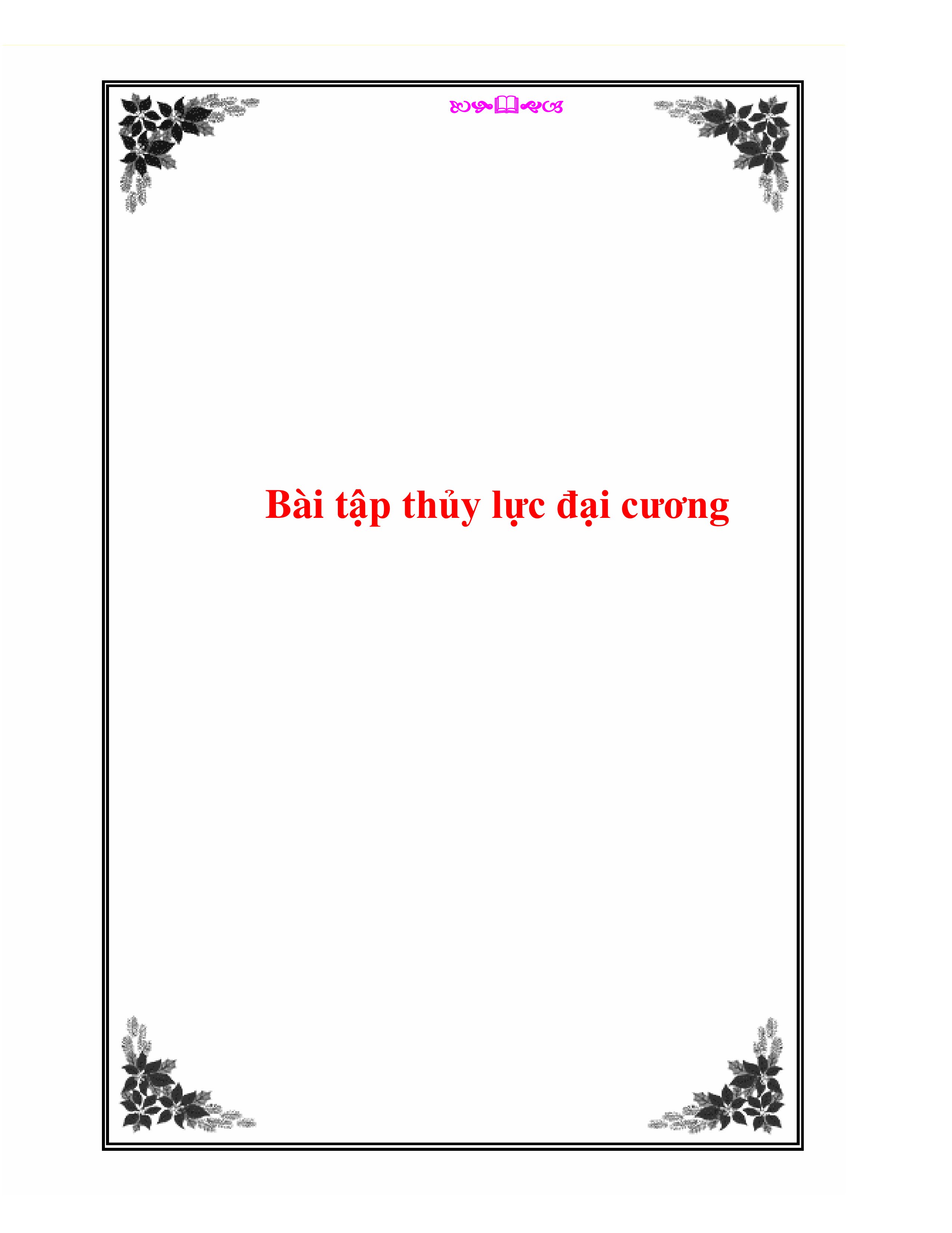 Bài tập thủy lực đại cương