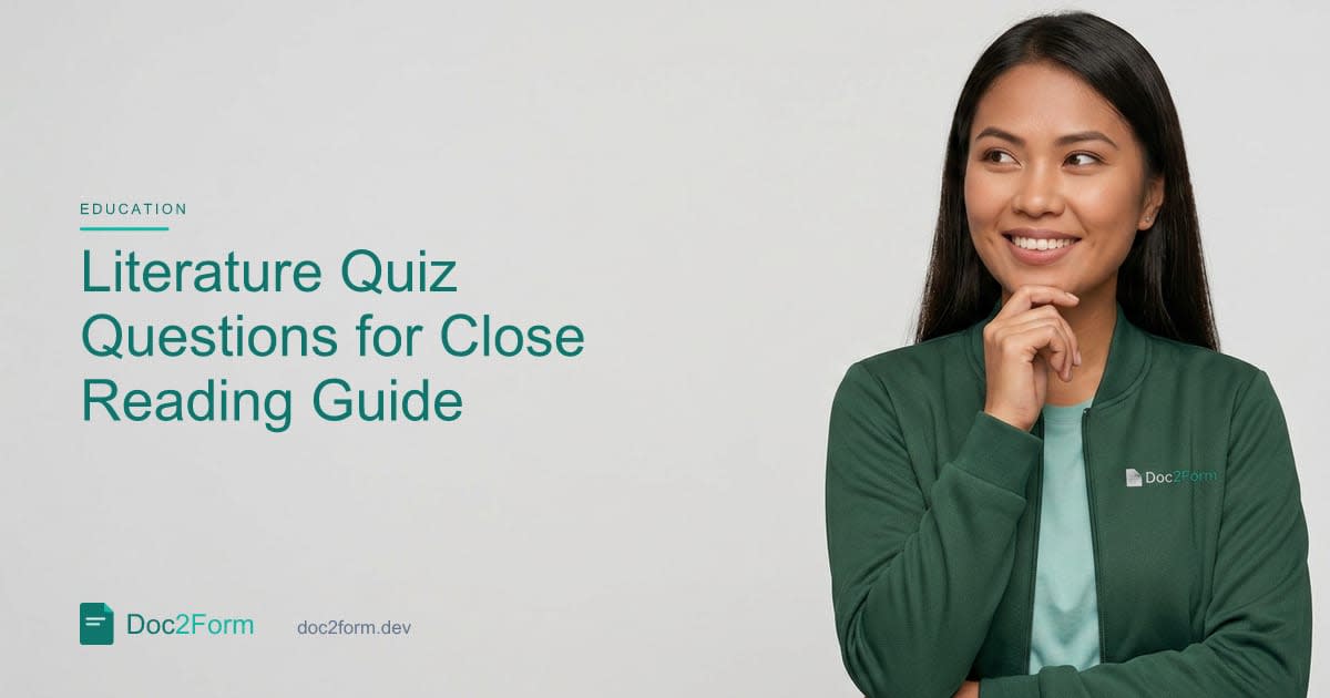 Literature Quiz Questions for Close Reading (Not SparkNotes Recall)