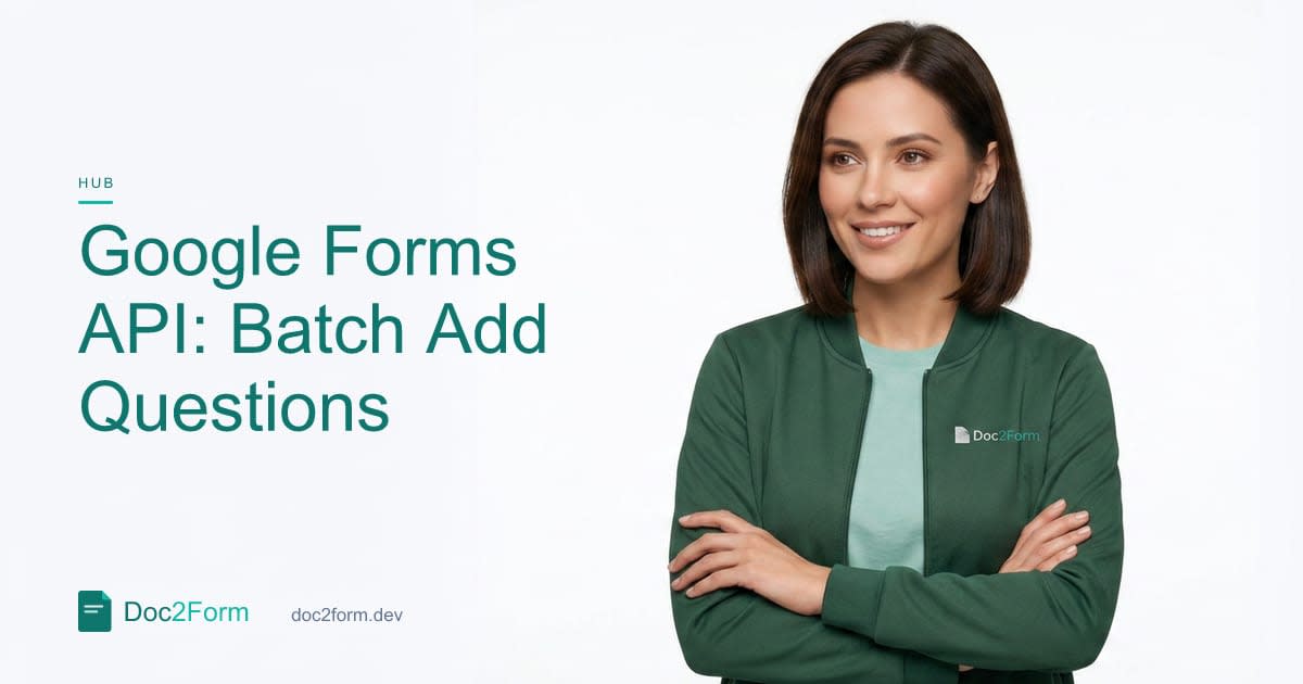 Google Forms API: batchUpdate to Add Questions in Bulk