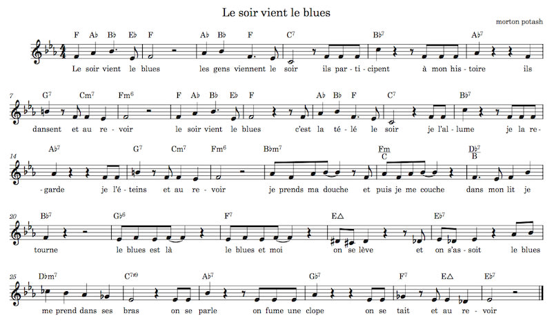 partition pour 'le soir vient le blues.'