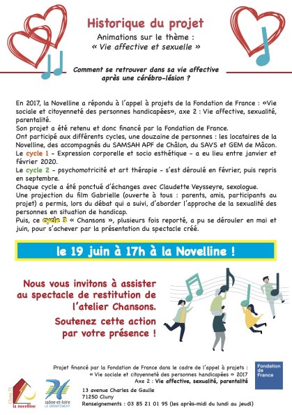 flyer verso spectacle à la Novelline, 19 juin 2021