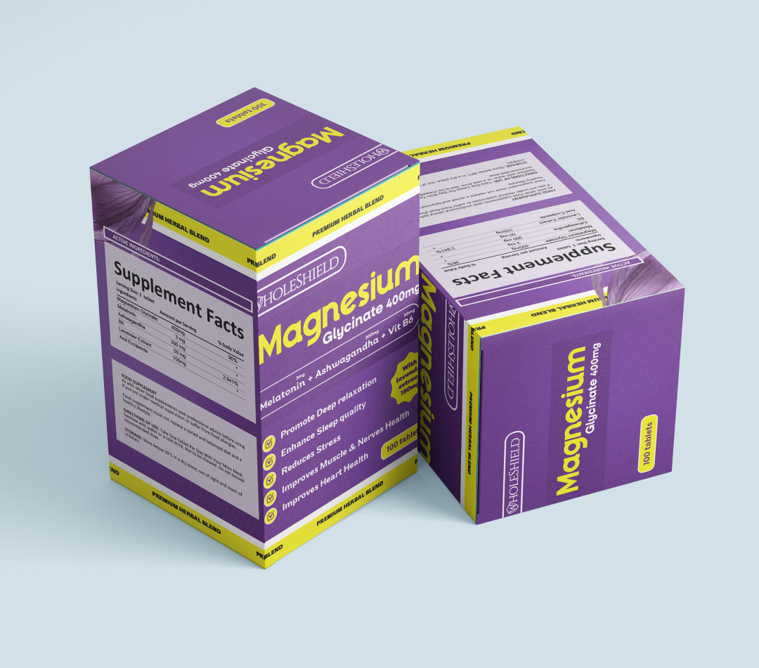 MAGNESIUM GLYCINATE 400mg + Ashwagandha 300mg + Melatonin 3mg + Vitamin B6 50mg + Lavender Extract 150mg image 1