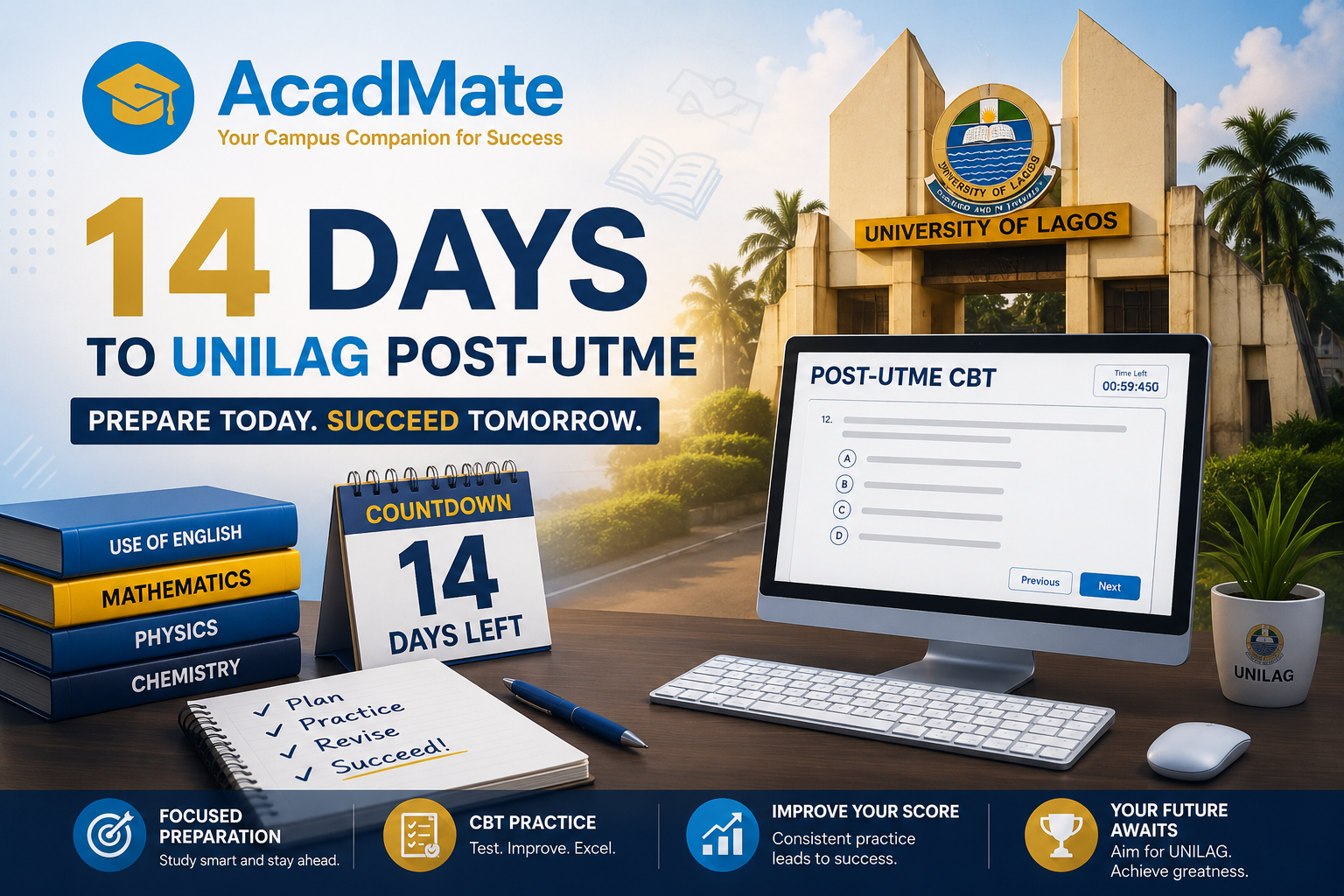 14 Days to the University of Lagos POST-UTME Examination for 2026/2027 aspirants