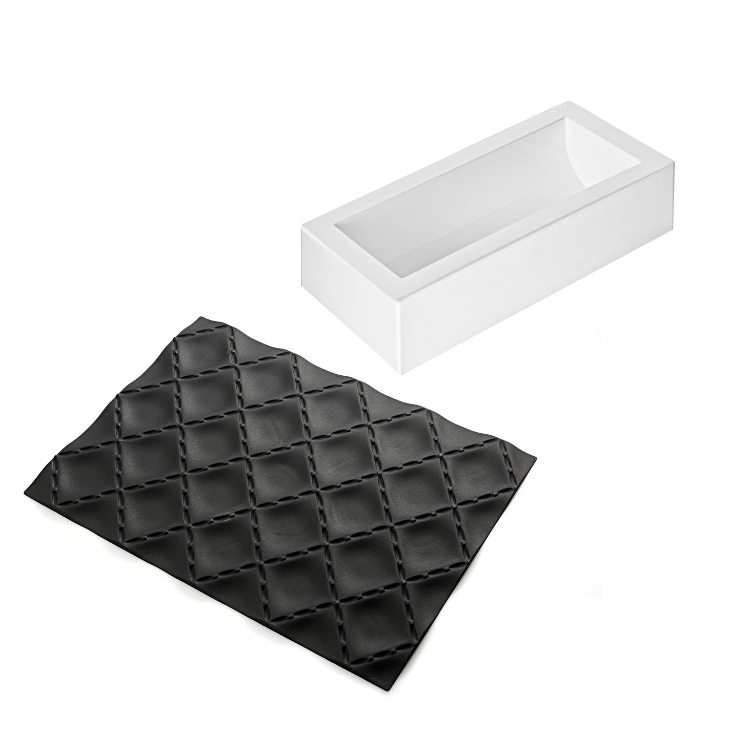 Kit moule à bûche + tapis décor Matelassé Silikomart 