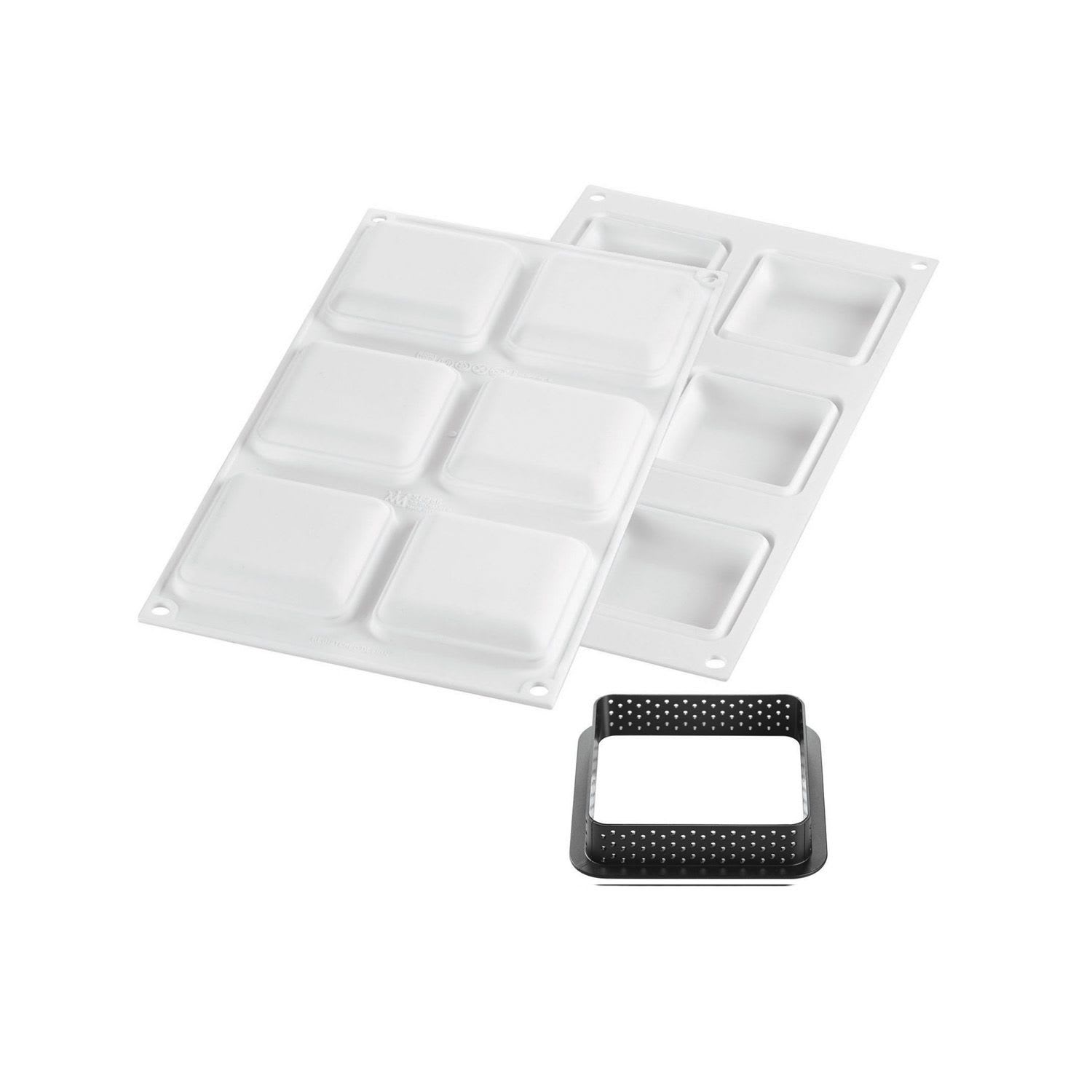 Silikomartkit Tarte Ring Square 200x200 Silicone Mold 6.69 X 6.69 X  0.78 High, Plus 1 Heat-resistant Perforated Plastic Square Cutting Ring :  Target