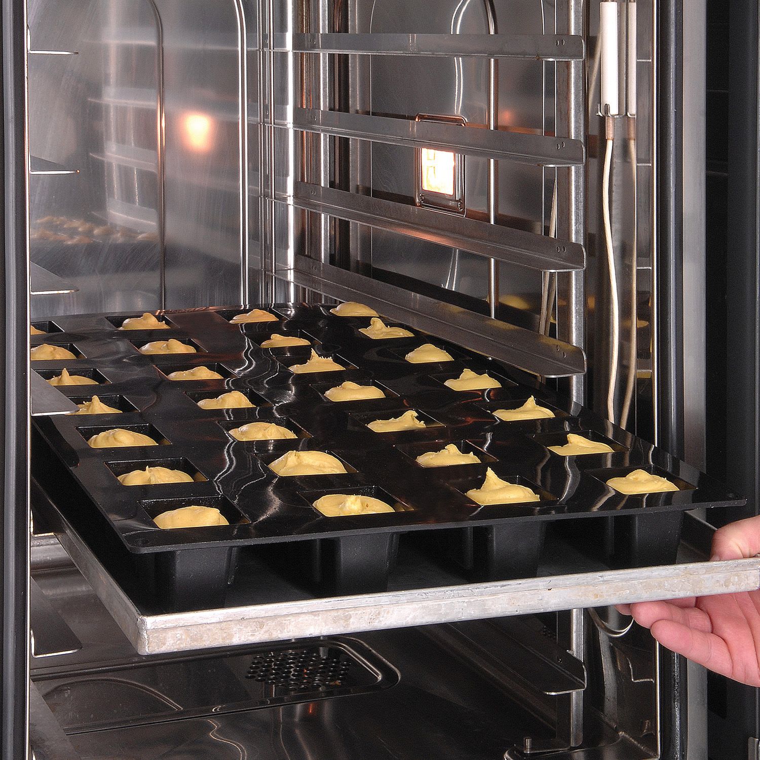 Silikomart SQ007 70 Compartment Mini Muffins Silicone Baking Mold - 1 7/8  x 1 7/8 x 1 1/4 Cavities