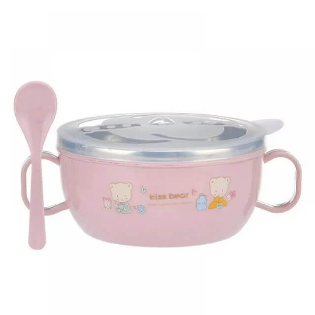 Baby Stainless Steel Hot Water Injection Bowl & Spoon - Image 2