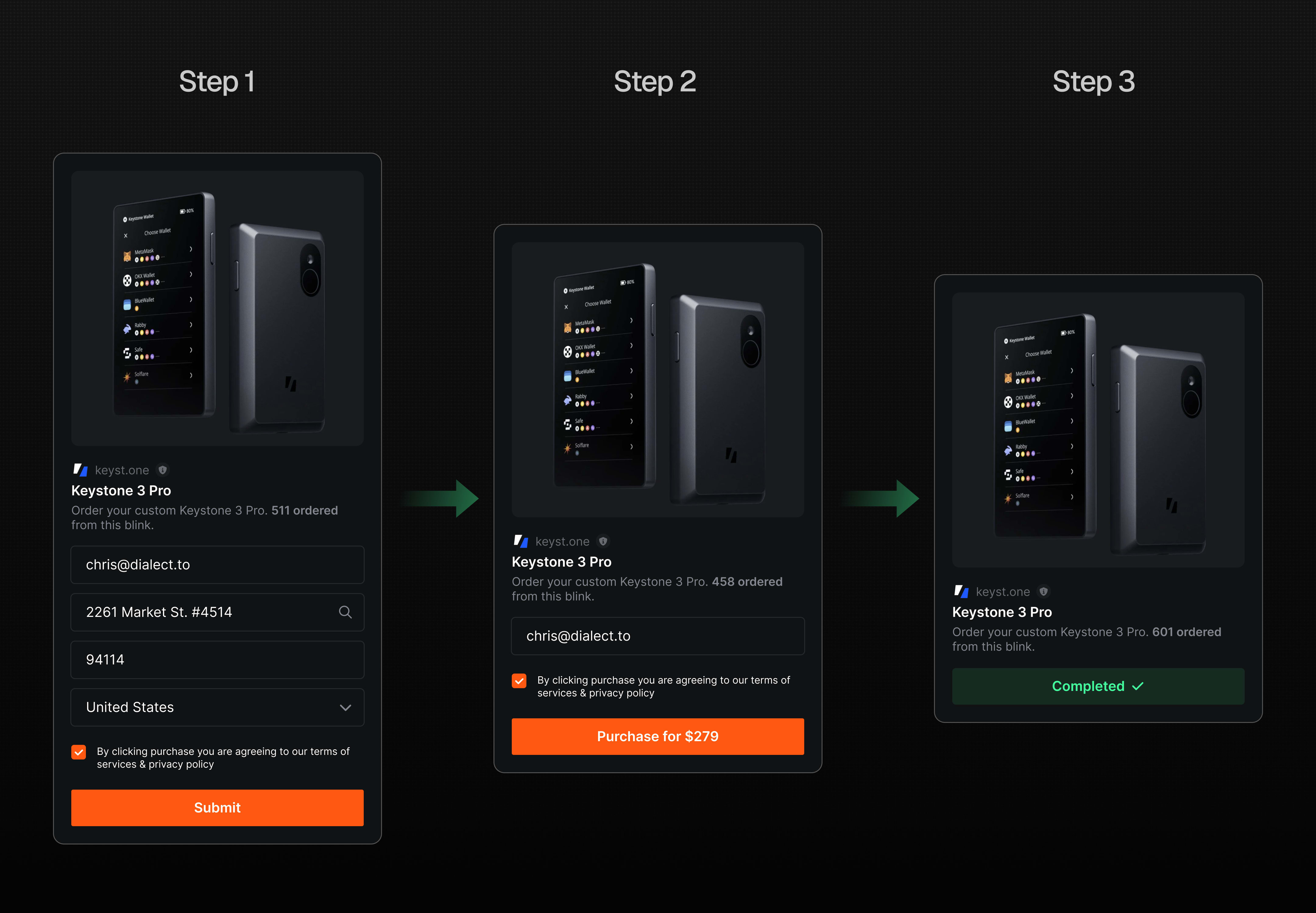 Action chaining example flow