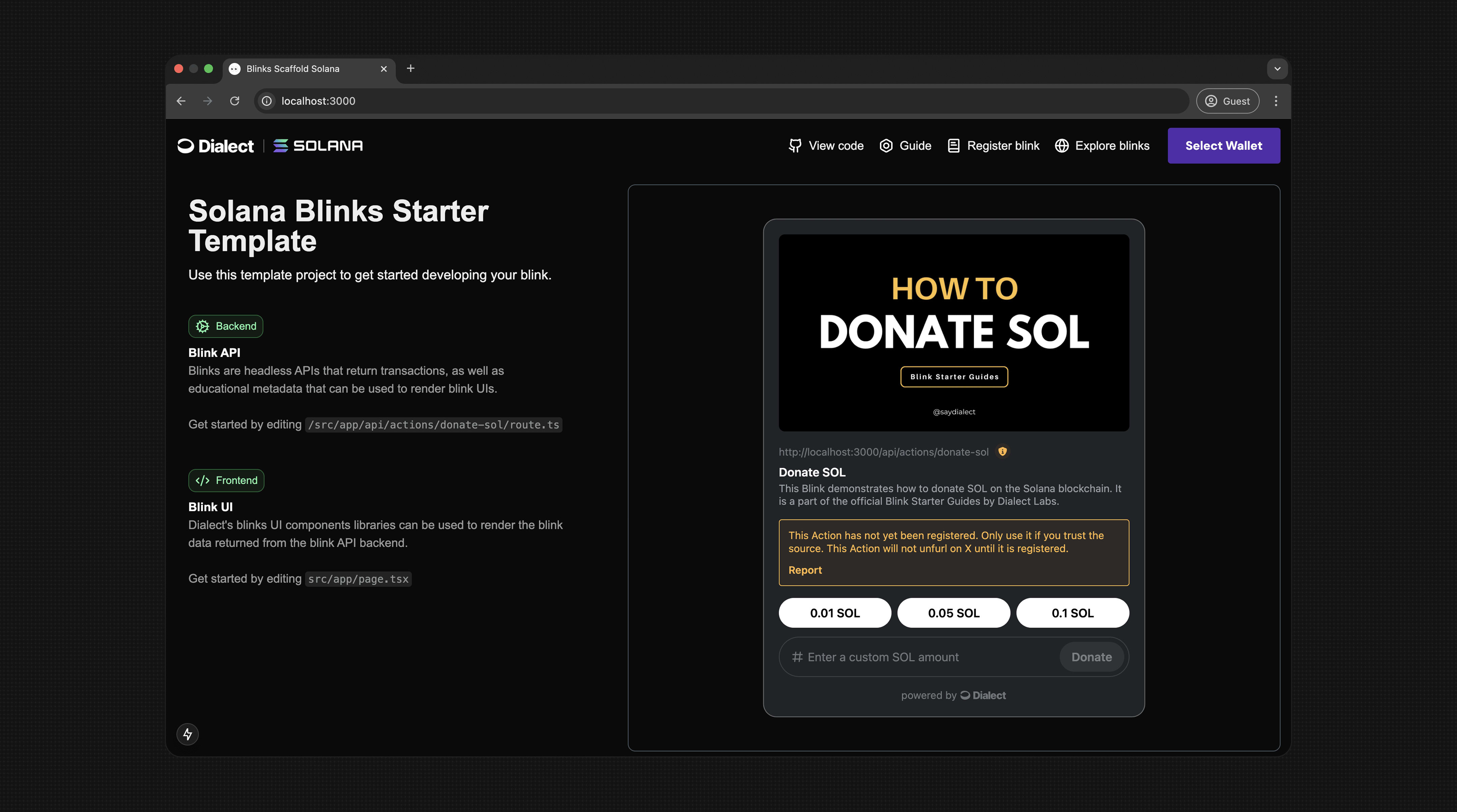 Screenshot from blink scaffold monad landing page