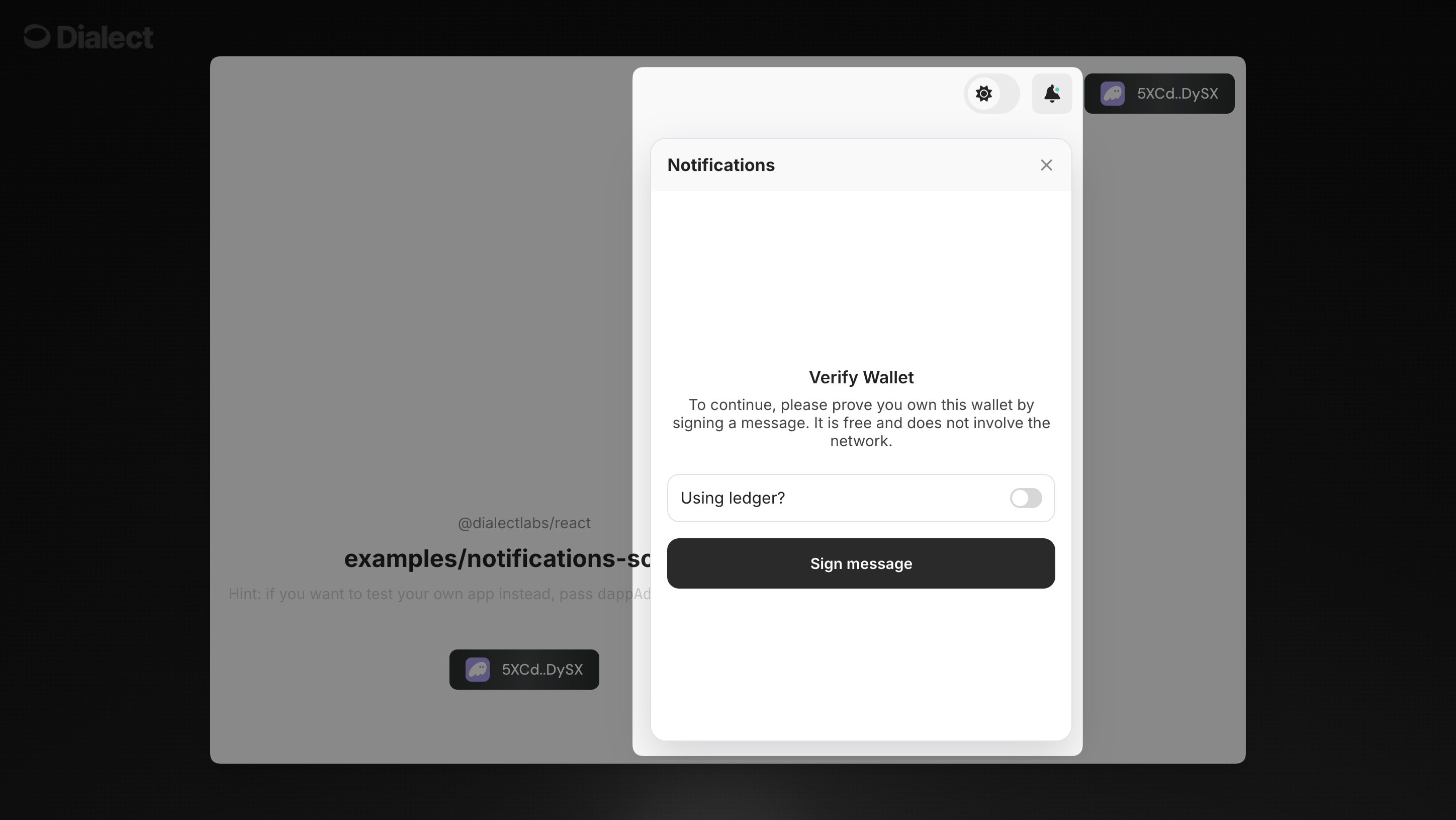 Subscribe to notifications using react notifications component
