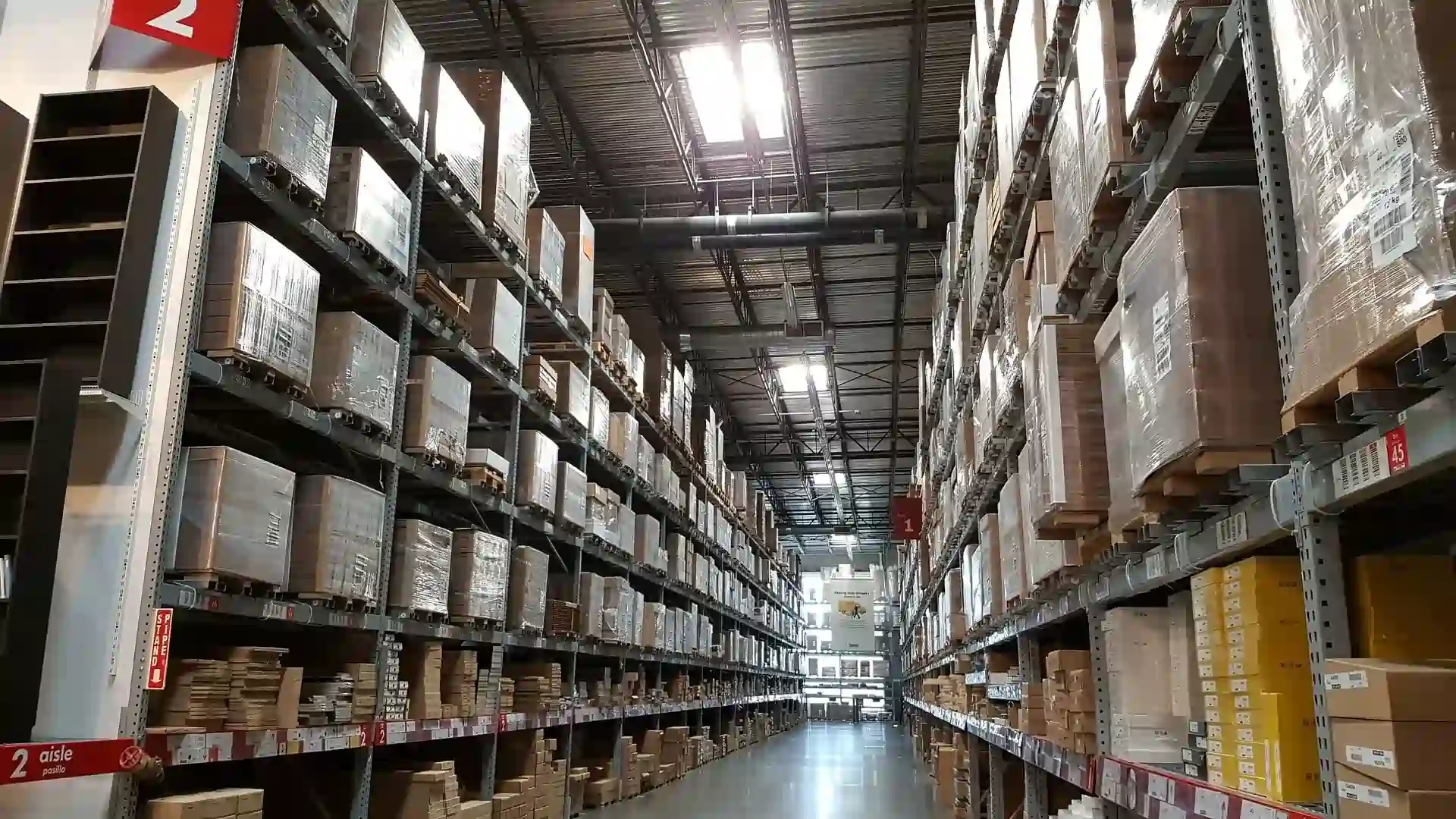 Warehouse interior with pallet racking