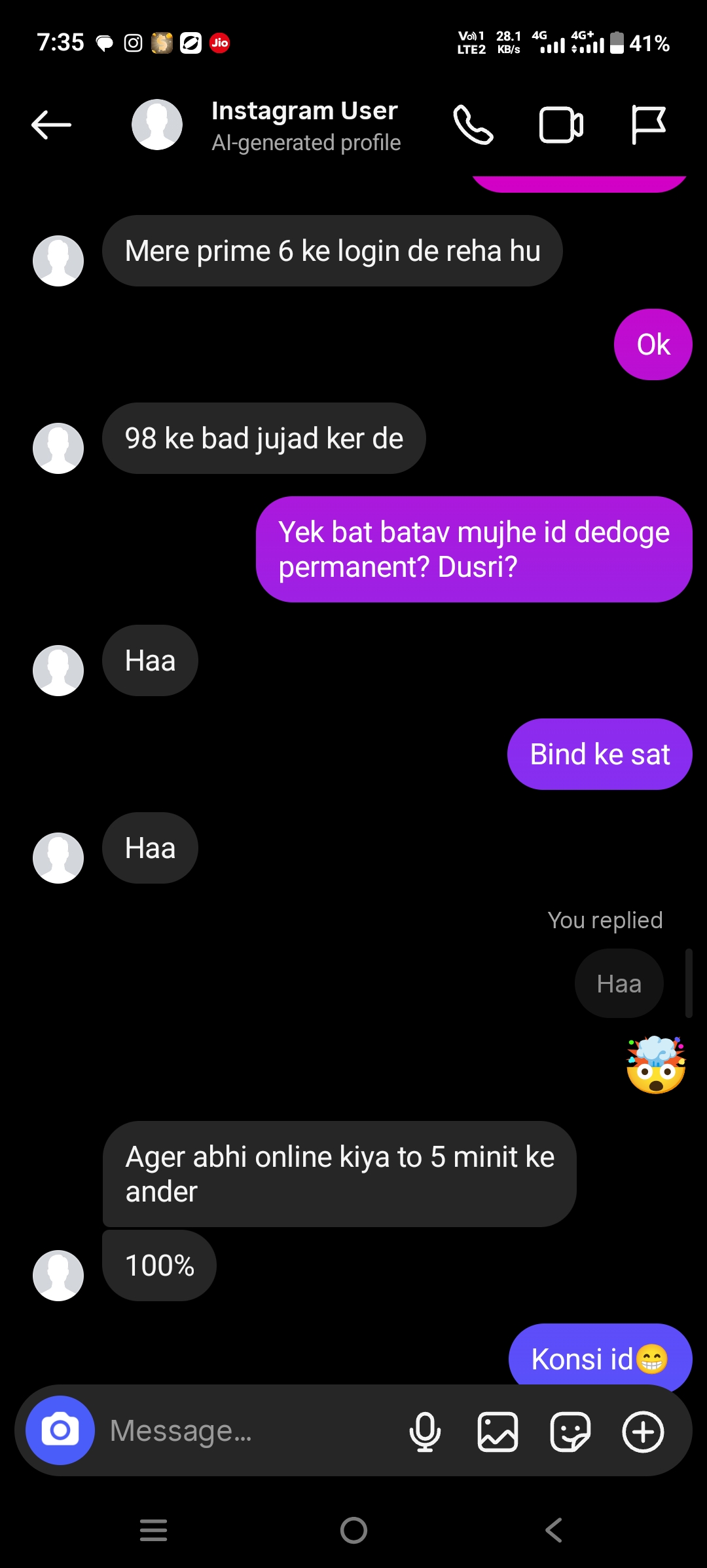 Scammer texted in Instagram and told that will give Amazon prime for 98 rupees for a month and took money