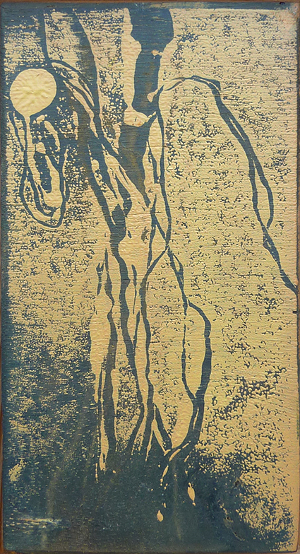 monotype à l'huile sur bois de Noémi Adda