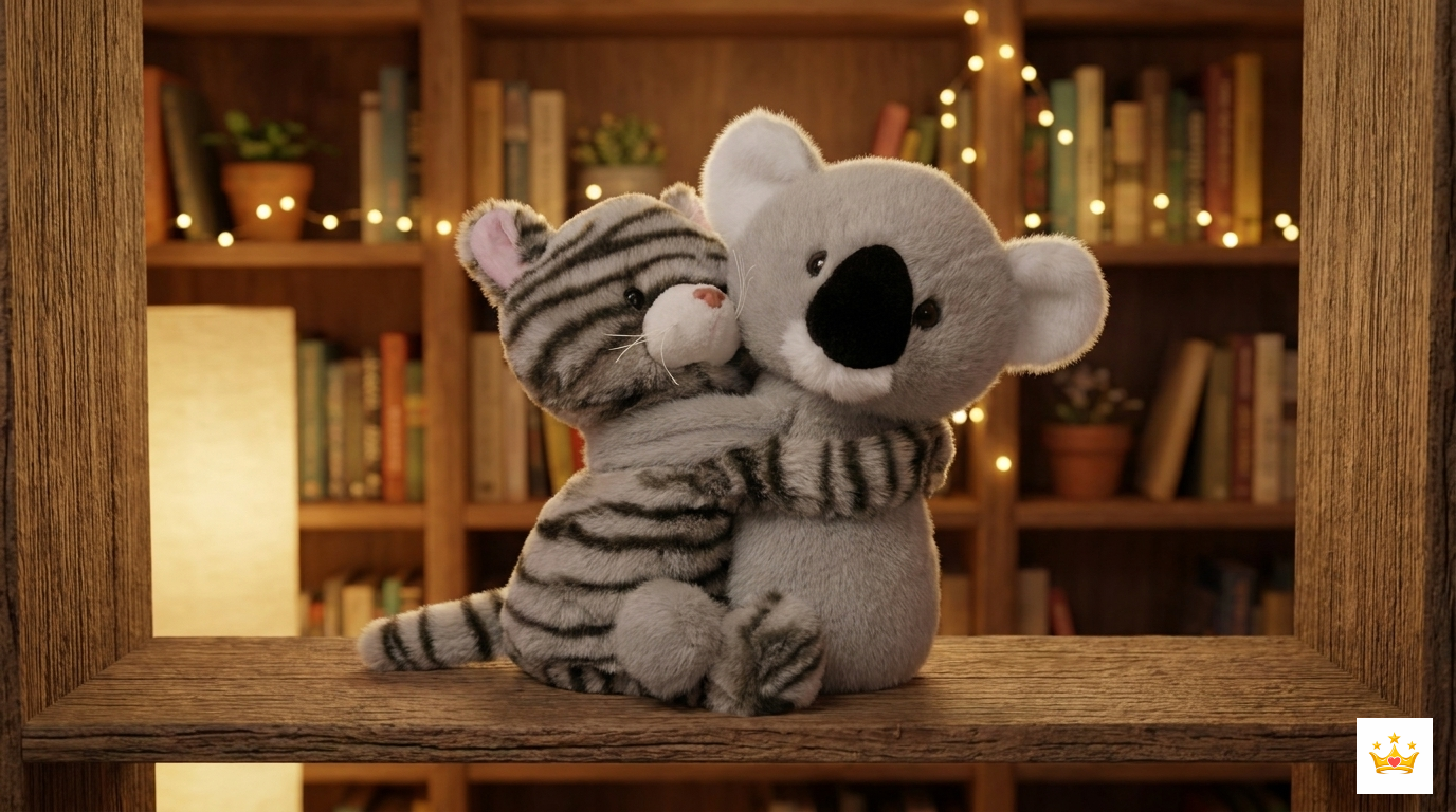 20cm Cat & Koala Hugging Plush Real Images