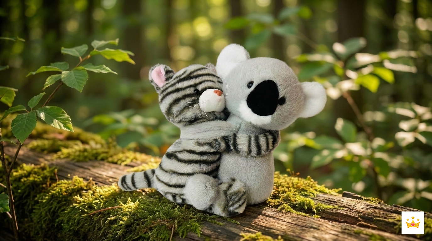 20cm Cat & Koala Hugging Plush Real Images