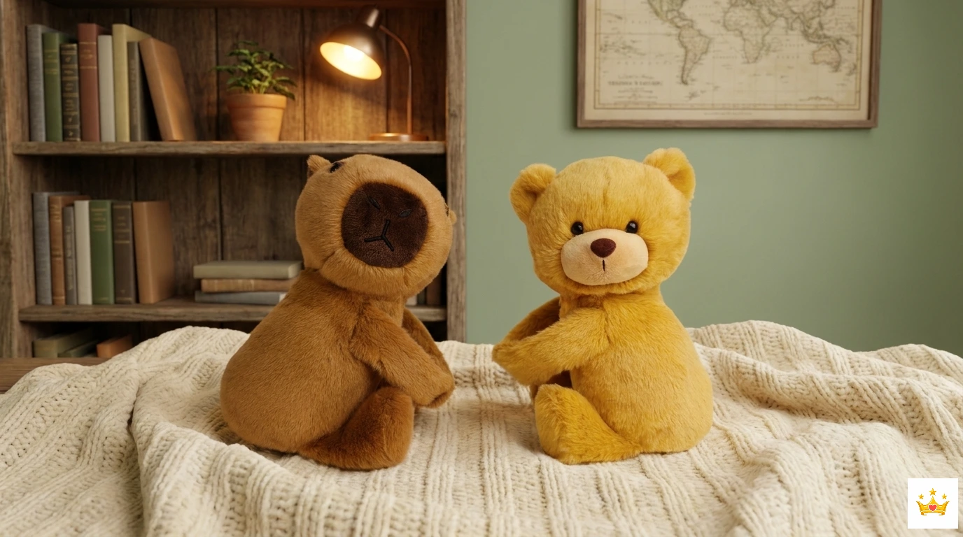 20cm Golden Bear & Capybara Hugging Plush Real Images
