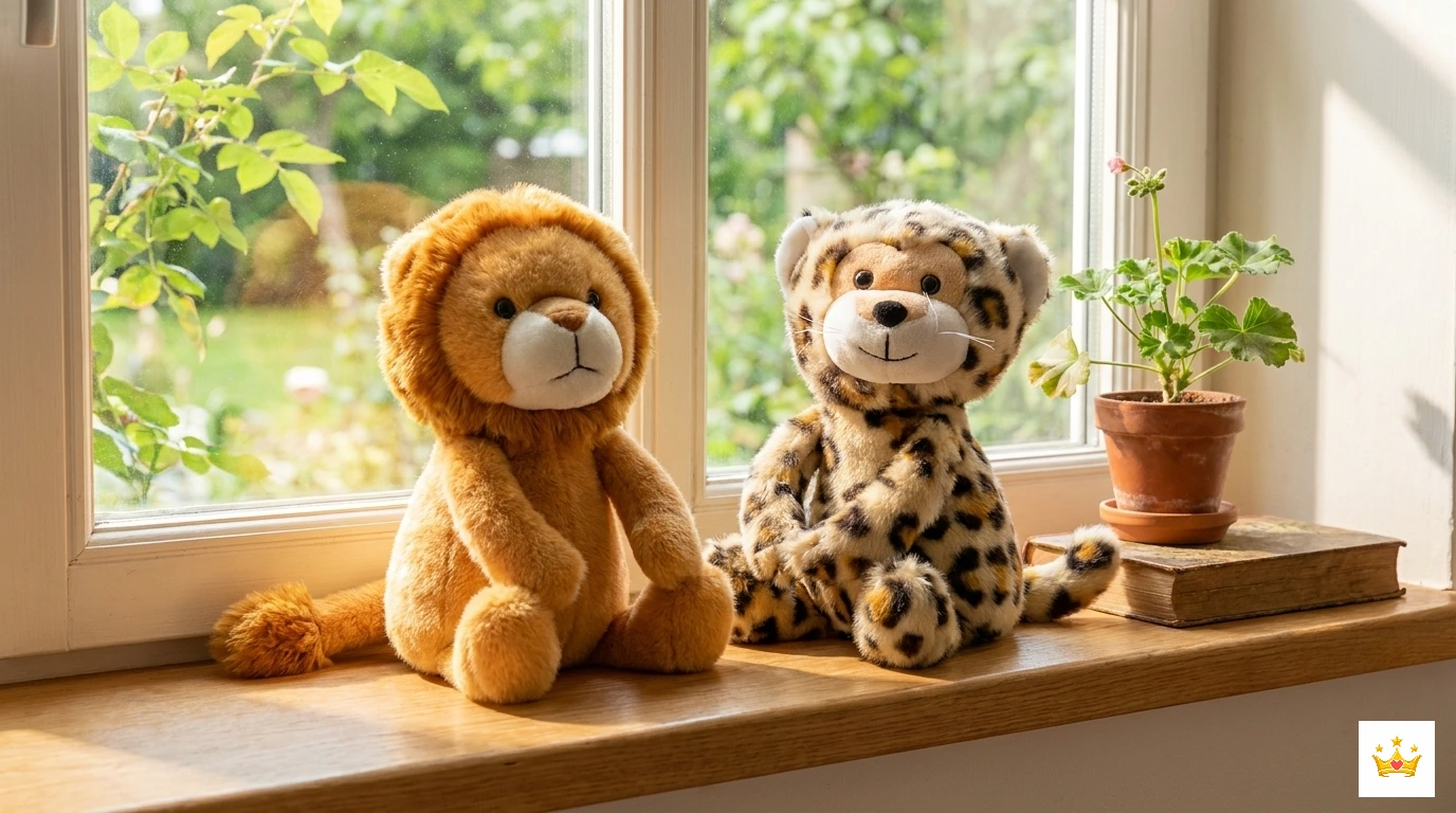 20cm Lion & Leopard Hugging Plush Real Images