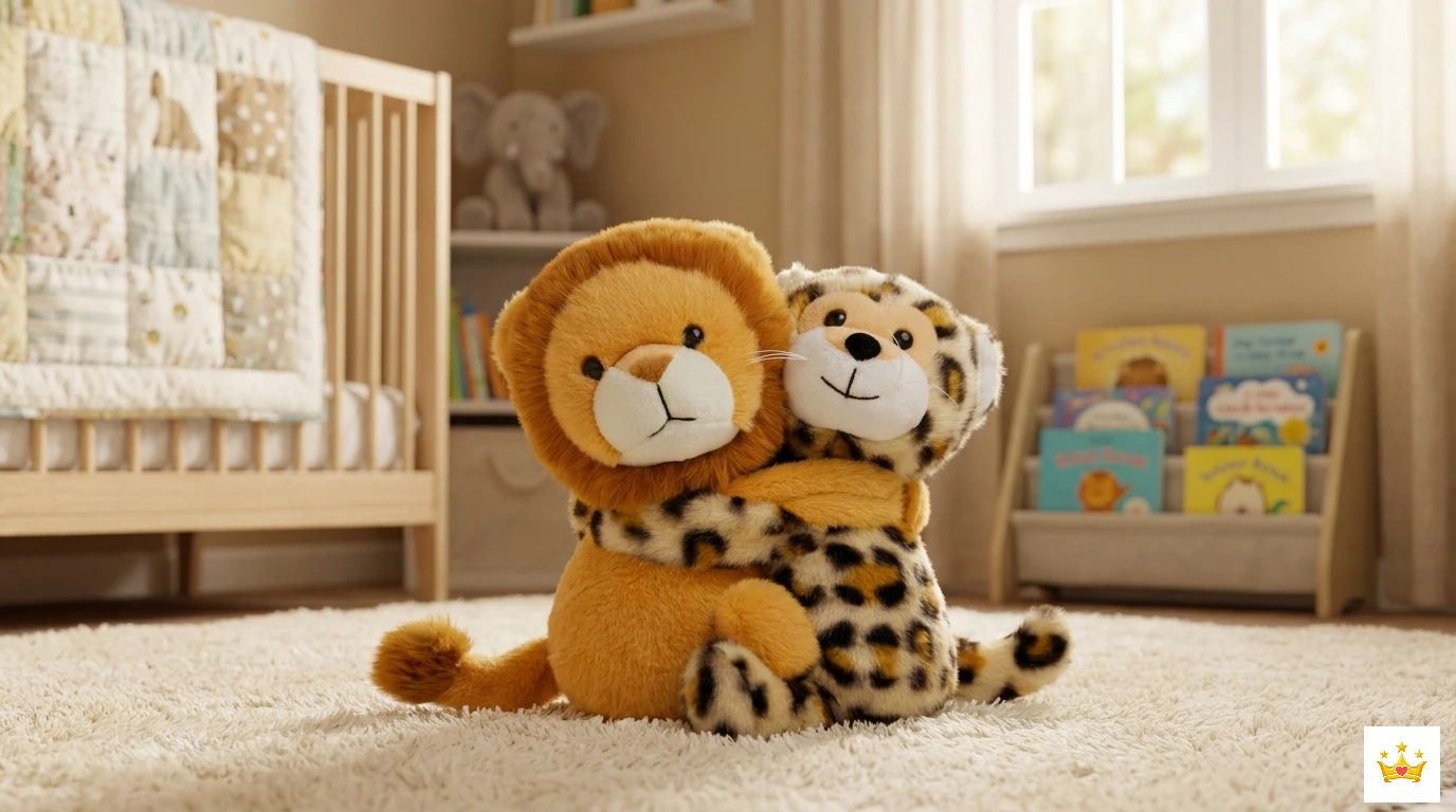 20cm Lion & Leopard Hugging Plush Real Images