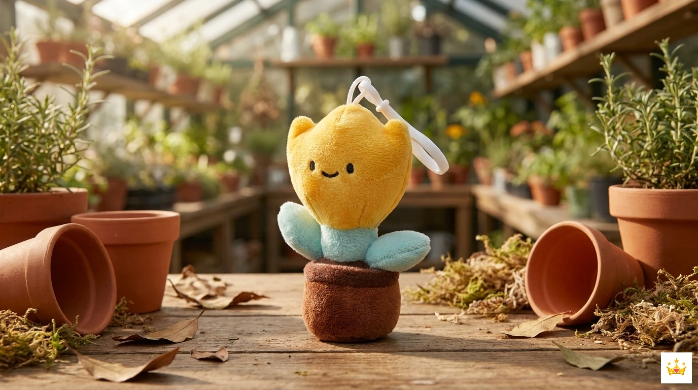 10cm Potted Tulip Plush Keychain Real Images