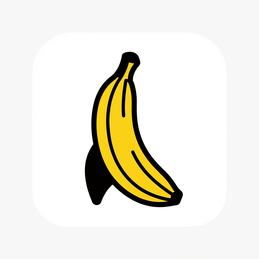 An app icon featuring a simple yellow banana on white background