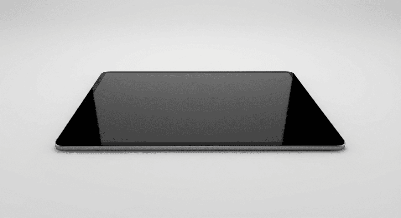 Clean black tablet mockup on white background, perfect for showcasing apps, websites, UI/UX designs, or digital product presentations.