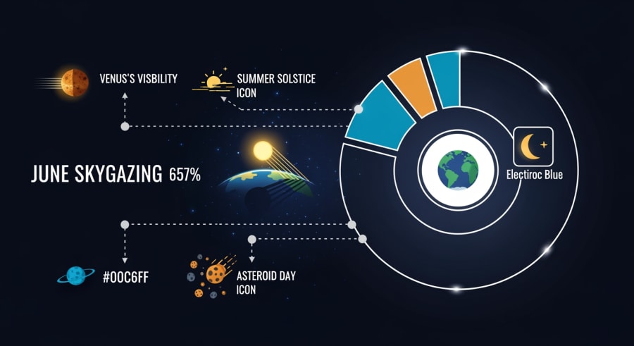 Timeline of June astronomical events with icons
