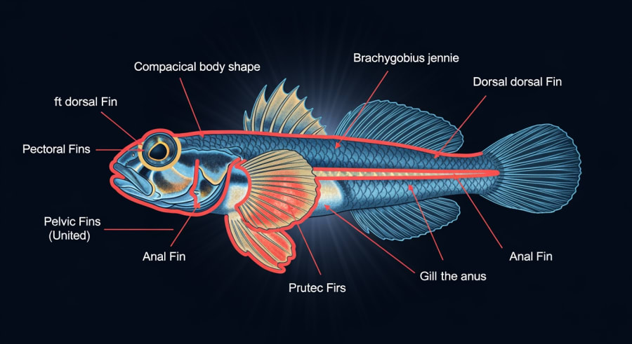 Anatomical features of Brachygobius jennie with detailed illustrations