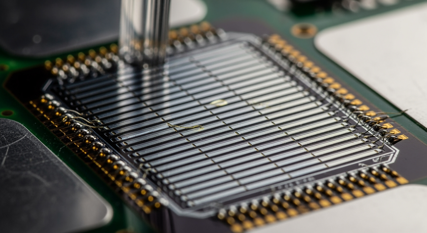 close-up of sensor component used in cosmic ray research showing intricate details