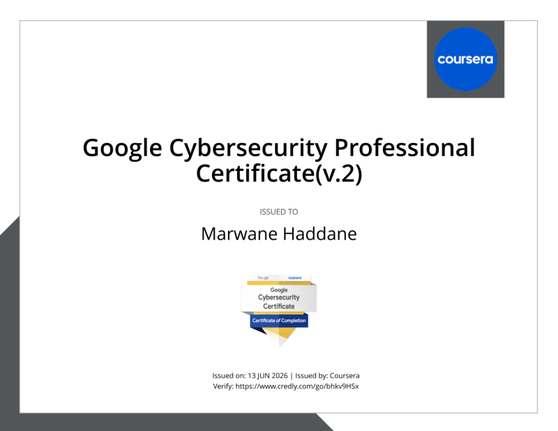 Google Cybersecurity Professional Certificate screenshot 2