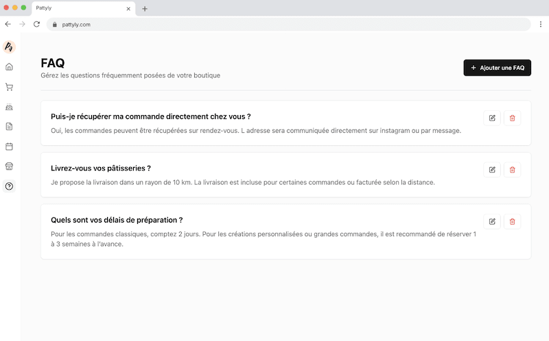 Interface de FAQ et communication