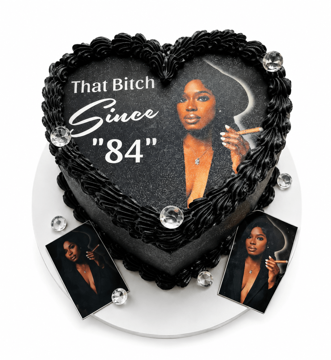 Gâteau en coeur avec Imprimé black