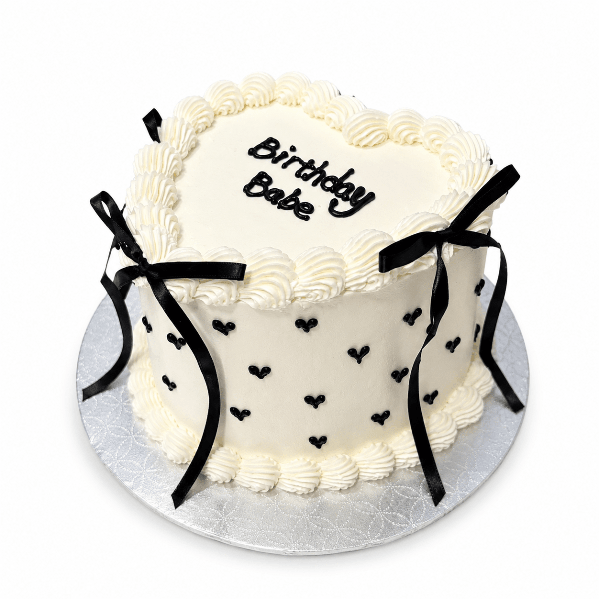 Gâteau en coeur blanc à Noeud et petit coeur