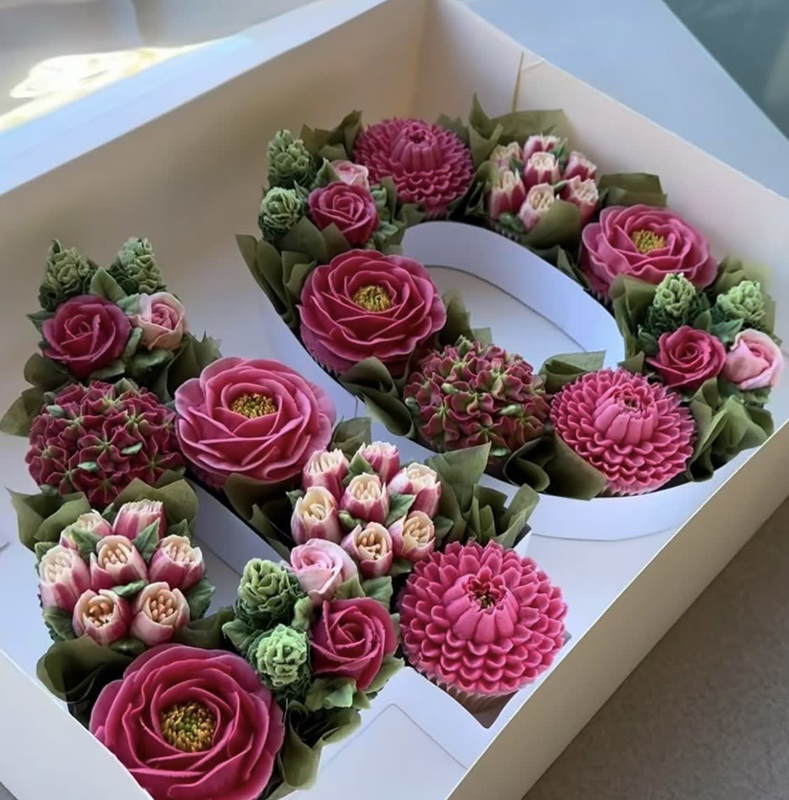 Number cupcakes fleurs