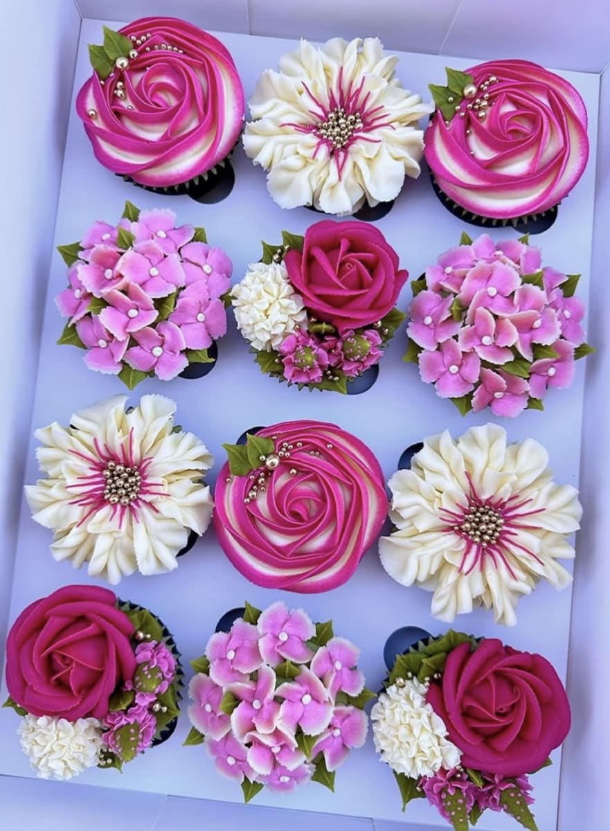 Cupcakes fleurs fourré