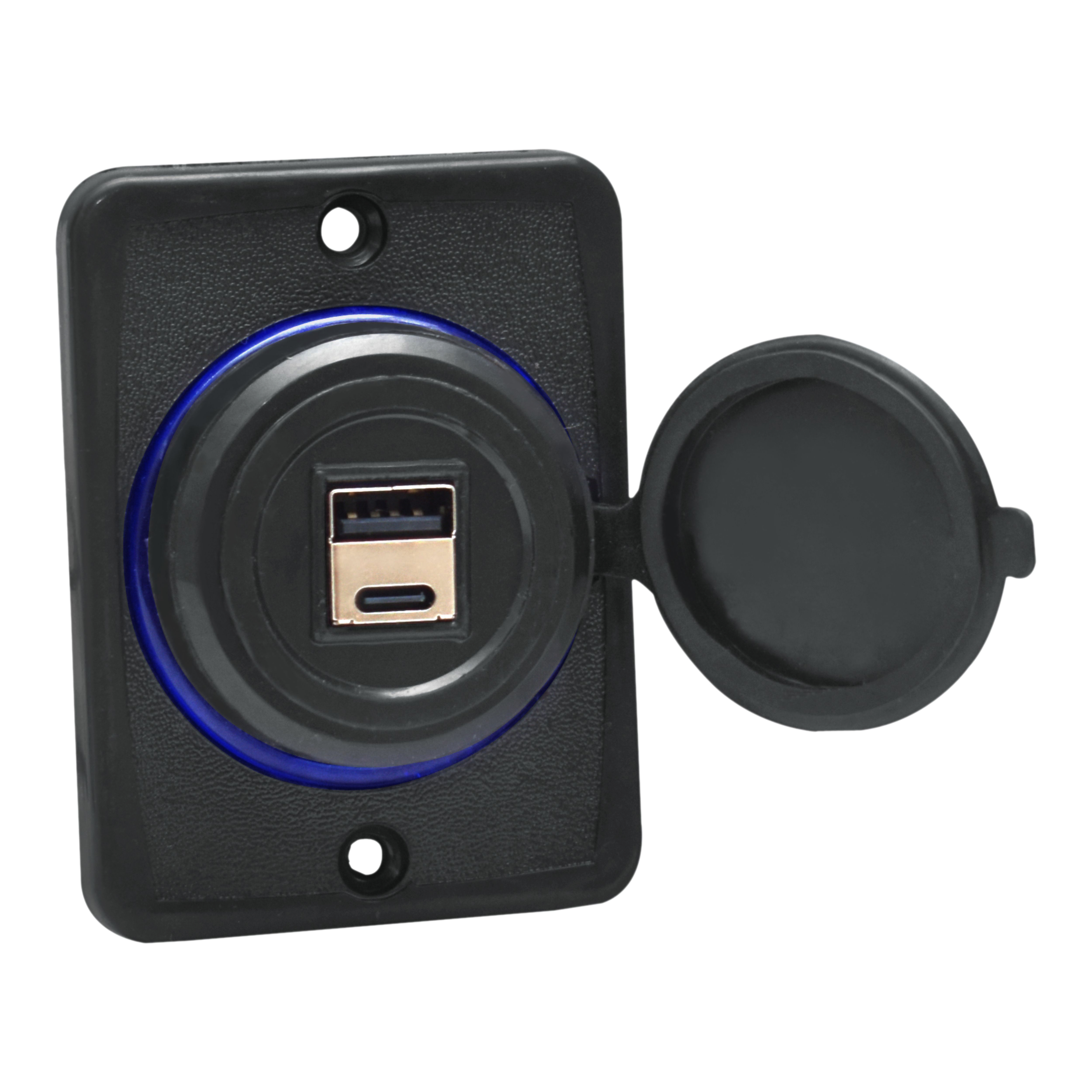 YASH AUTO ELECTRICALS 12/24V MINI USB Fast Charger With Dual Port Usb and Type-C for Bike and Scooty 