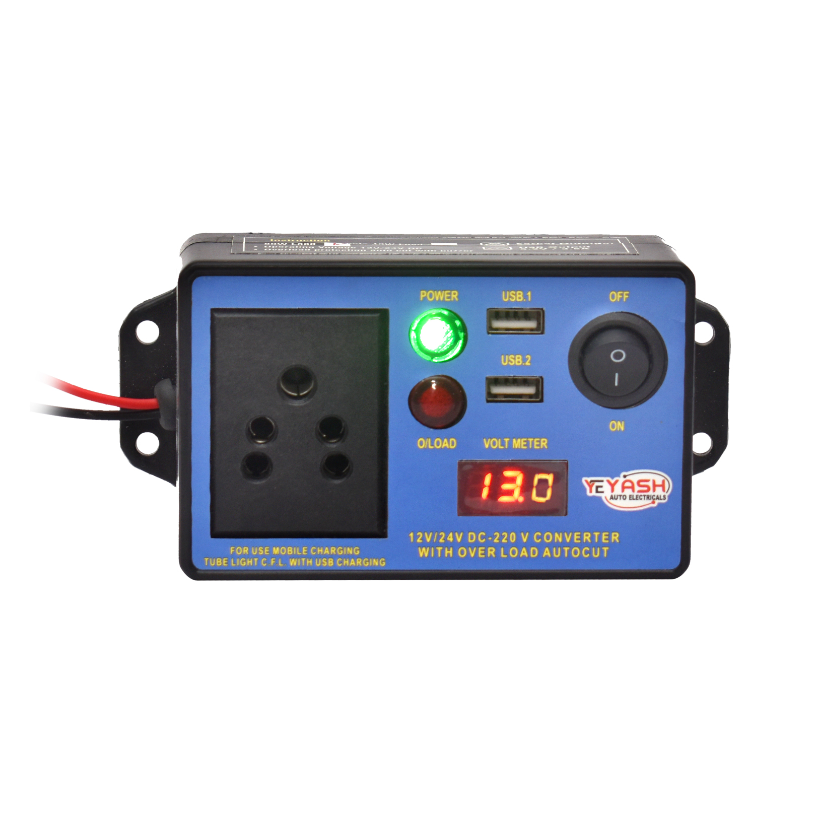 YASH AUTO ELECTRICALS DC to AC Small Converter with Voltmeter (100w)