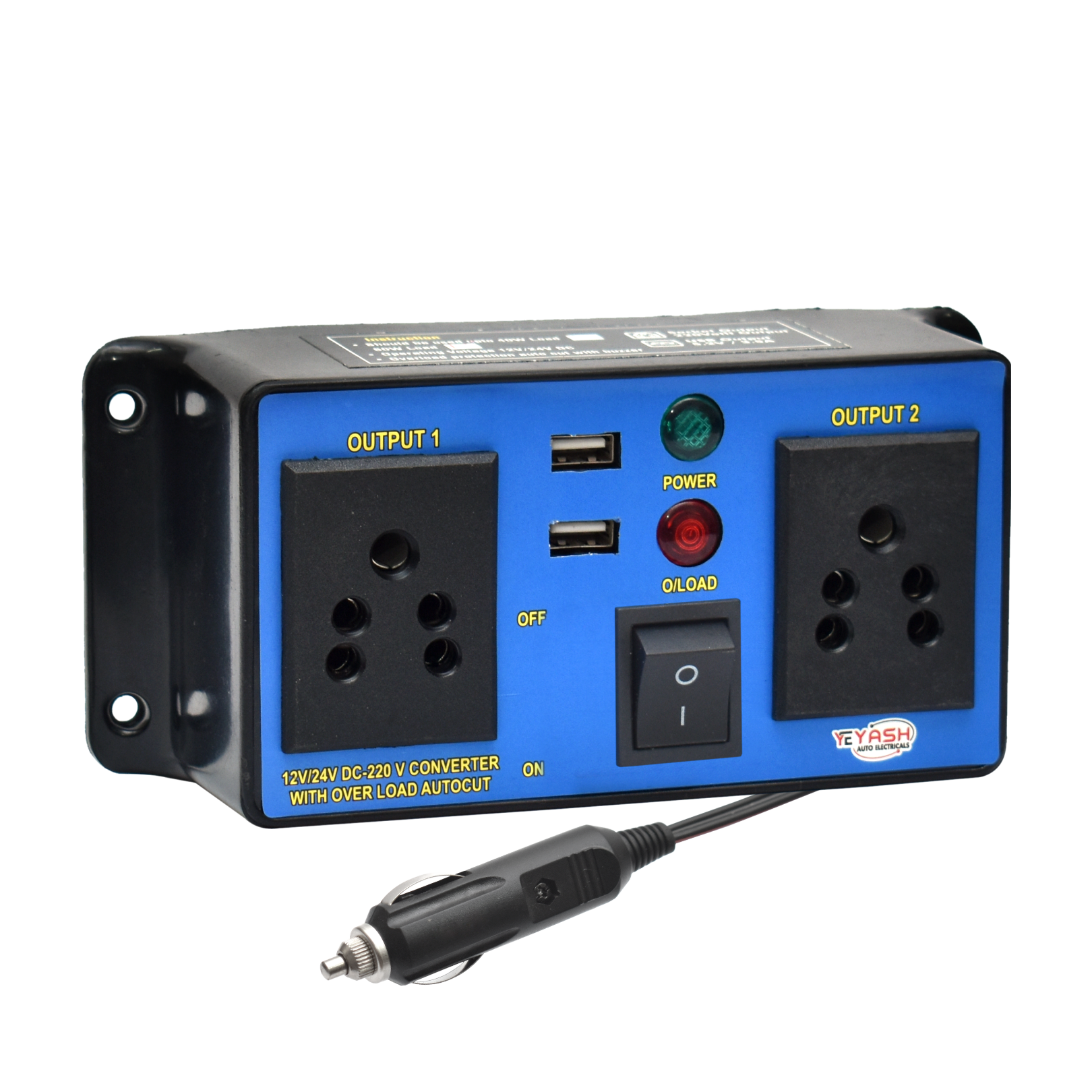 YASH AUTO ELECTRICALS DC to AC Big Converter with Voltmeter with CAR Adapter Car Laptop Charger