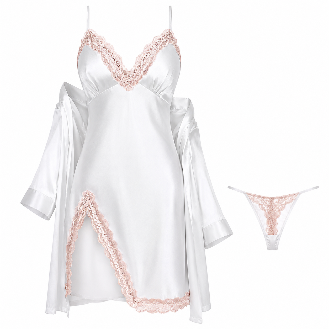 Silk 2 piece lingerie dress with robe