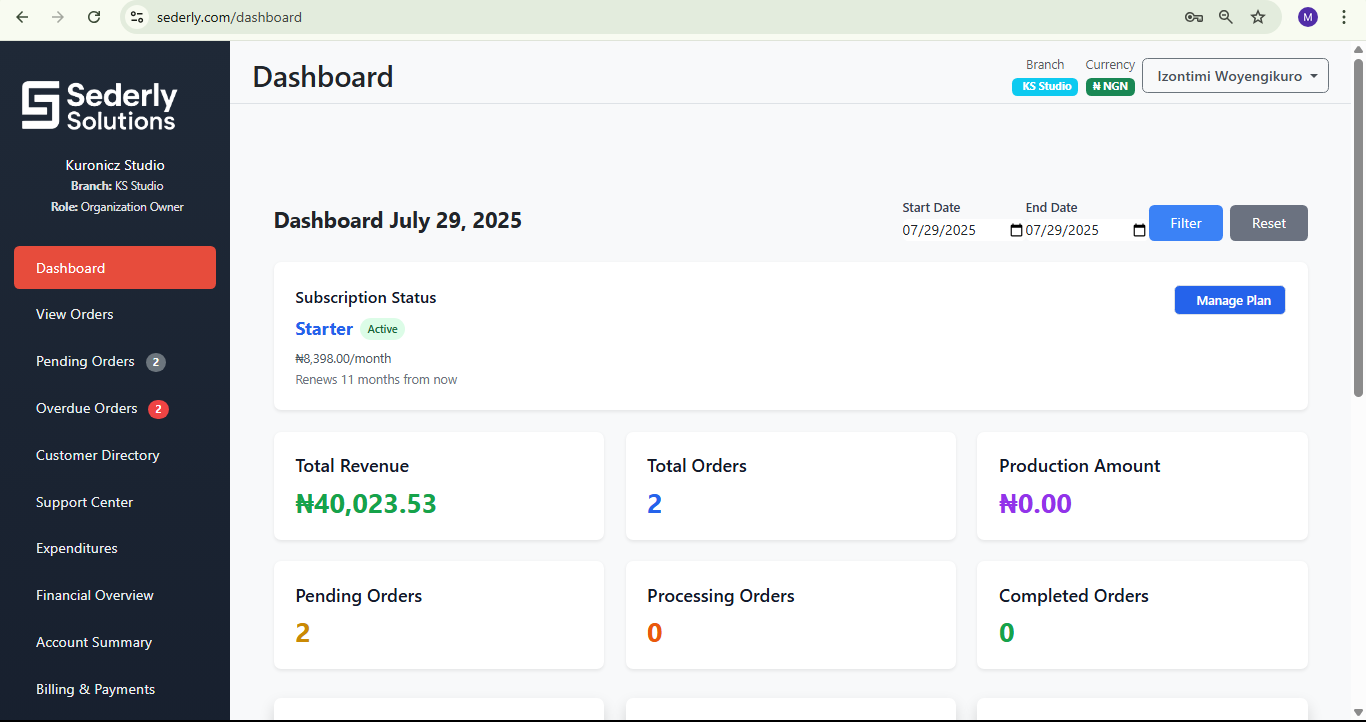 Sales Management Dashboard