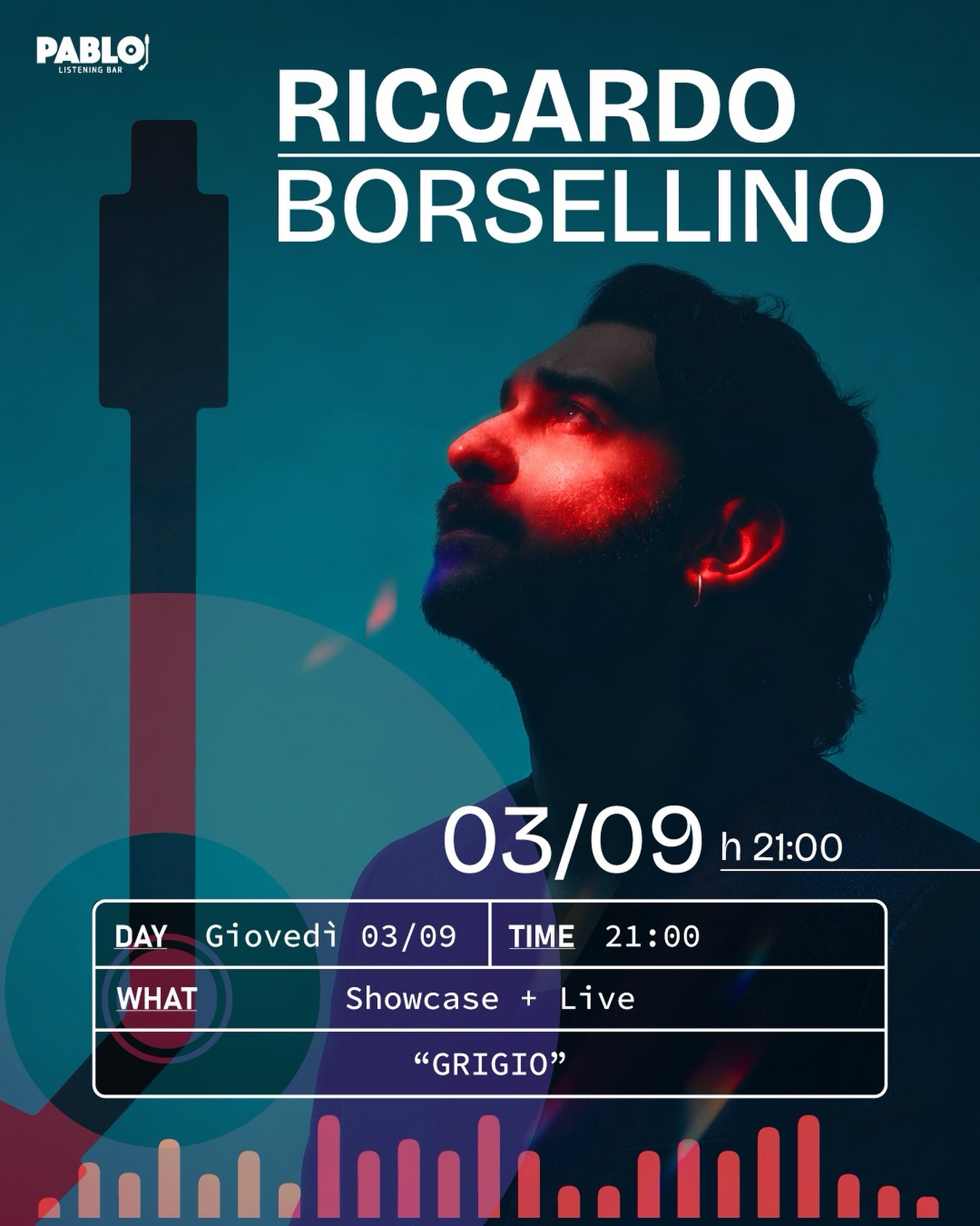 Release Party “GRIGIO” — Riccardo Borsellino — musica — PABLO LISTENING BAR