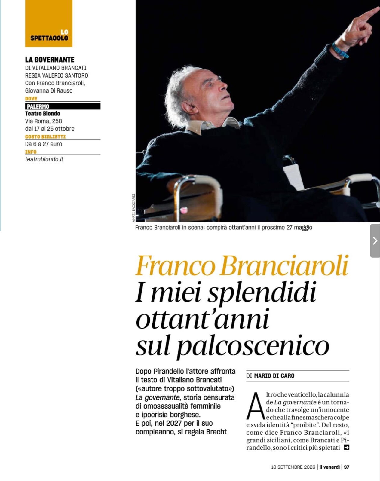 La Governante di Vitaliano Brancati — teatro — TEATRO BIONDO