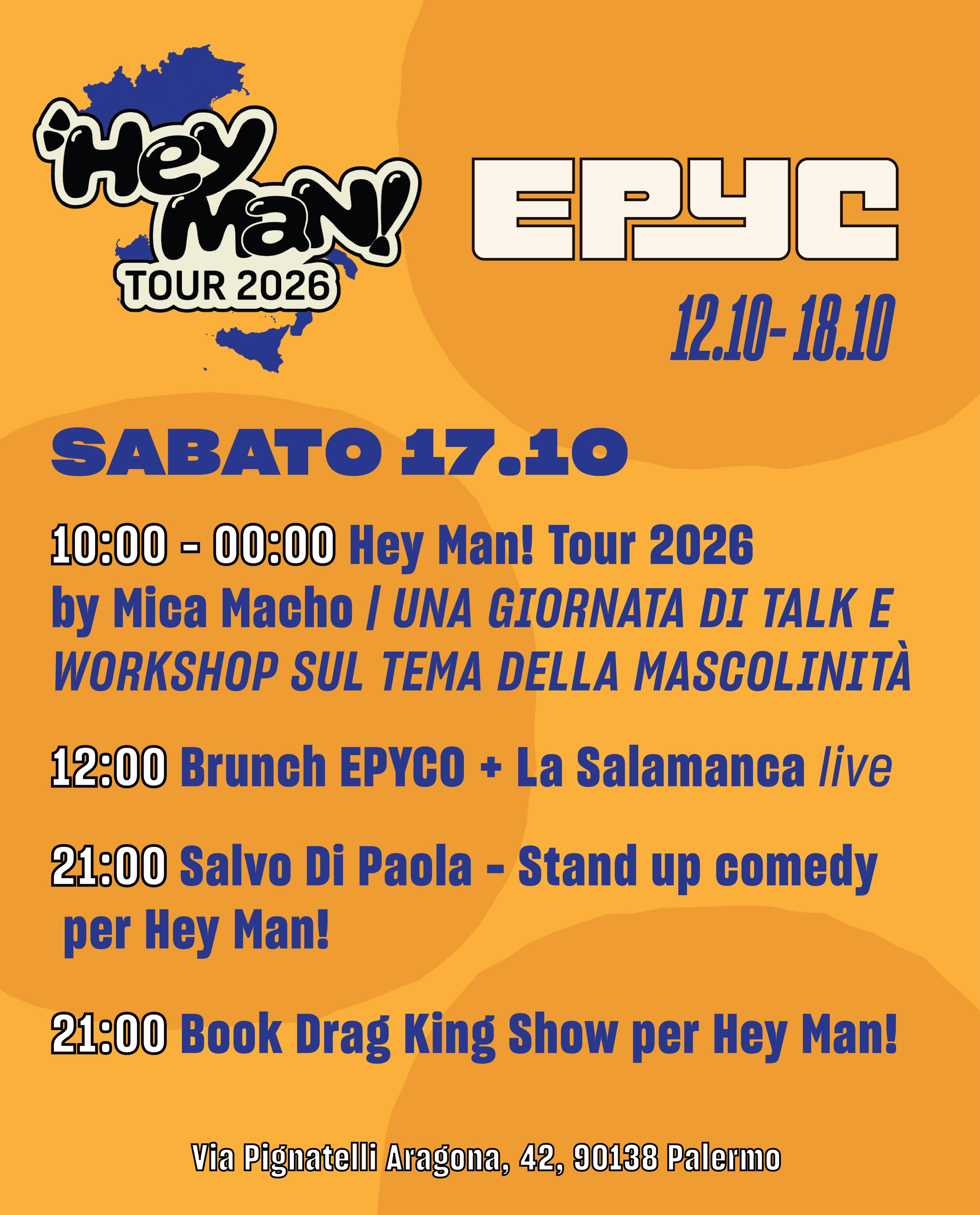 Book Drag King Show per Hey Man! — teatro — Via Pignatelli Aragona 40/42 - EPYC, Palermo